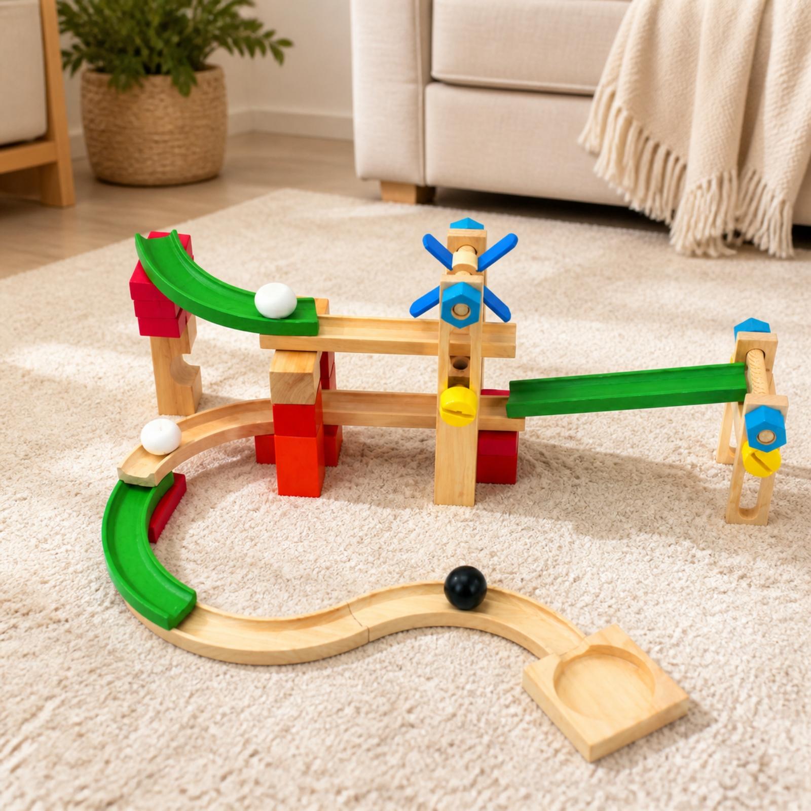 Wooden Marble Run Track for Ki - đánh giá và giá Marble Coaster Set