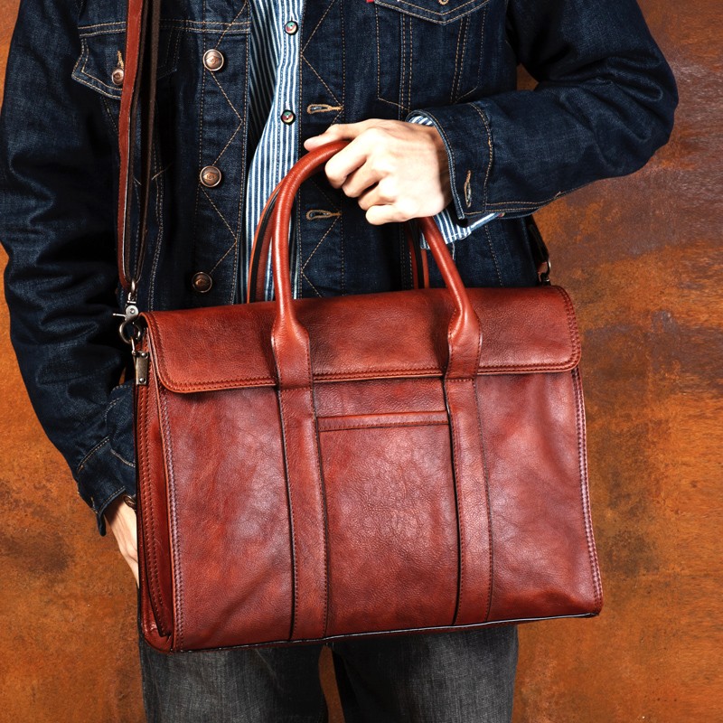 Vegetable tanned leather handb - đánh giá và giá Leather Briefcase